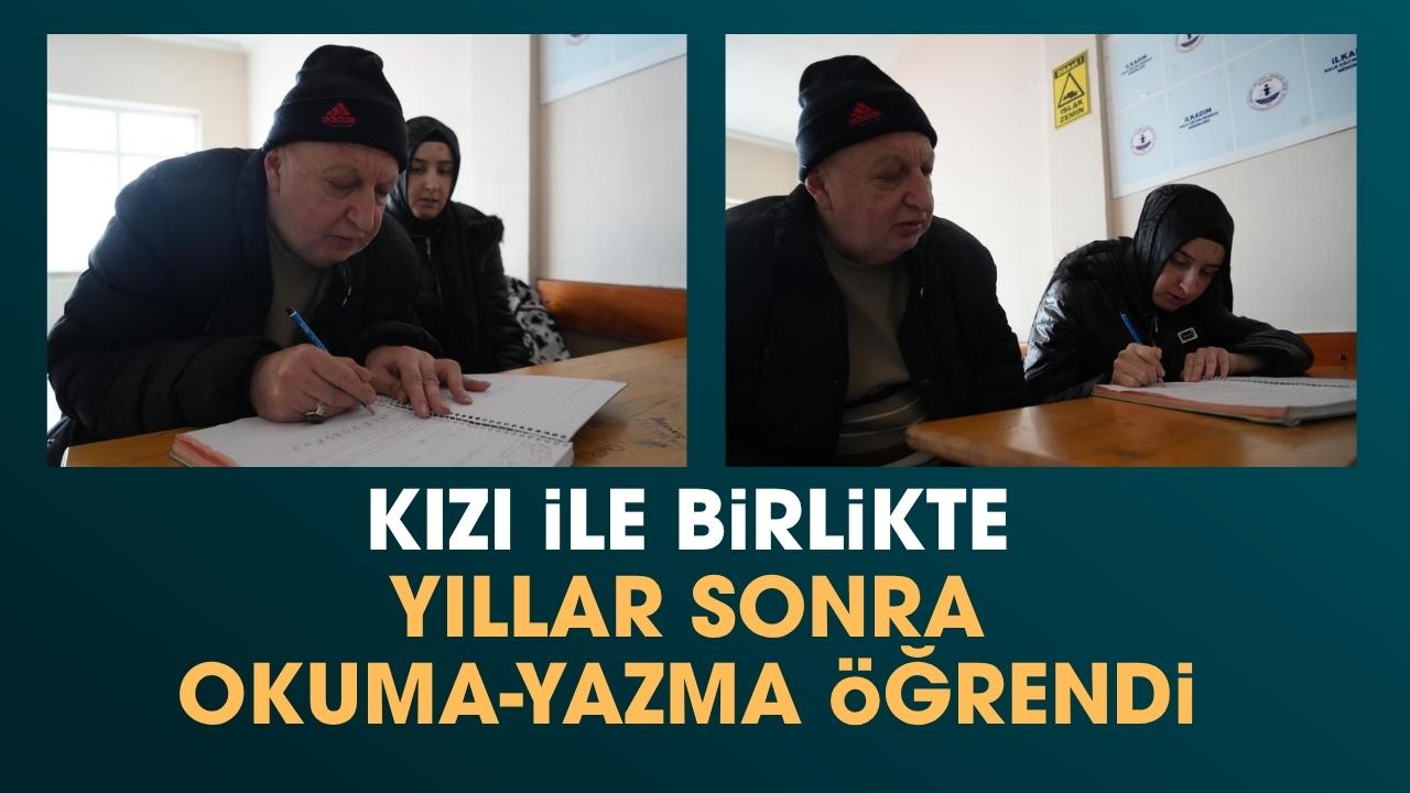 Samsun'da baba ile kızının okuma-yazma öğrenme azmi