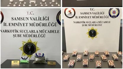 Samsun’da eş zamanlı narkotik operasyonu: Yüklü miktarda uyuşturucu ele geçirildi