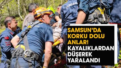 Samsun'da korku dolu anlar! Kayalıklardan düştü