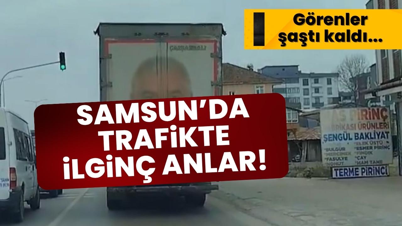 Samsun'da şaşırtan görüntüler! TIR'ın arkasına öyle bir şey koydu ki...