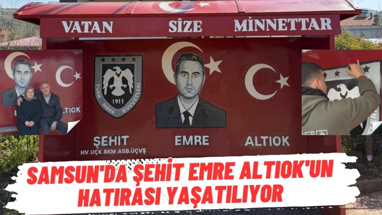 Samsun'da şehit Emre Altıok'un ismi durağa verildi portresi resmedildi