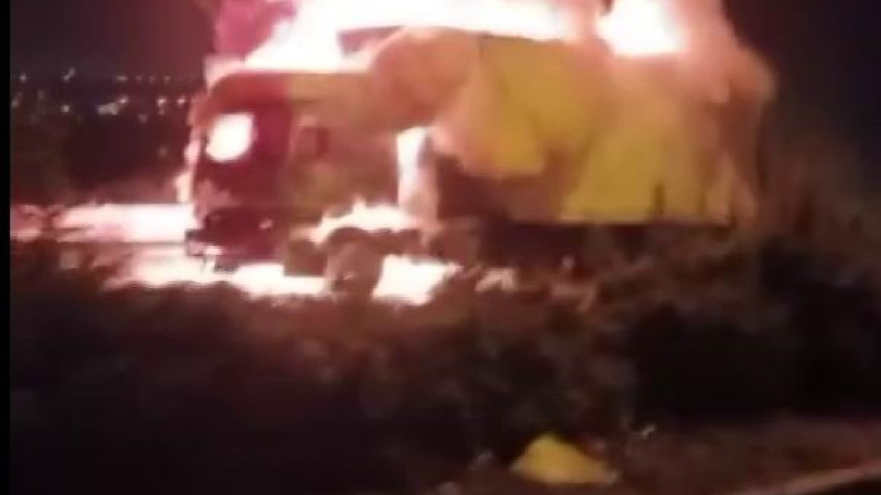 Seyir halindeki tır alev topuna döndü