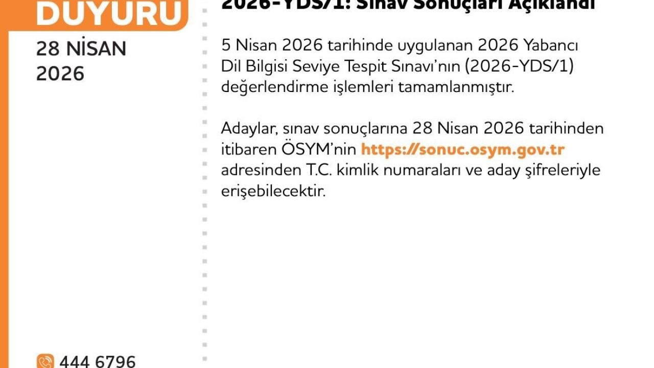 YDS sonuçları açıklandı
