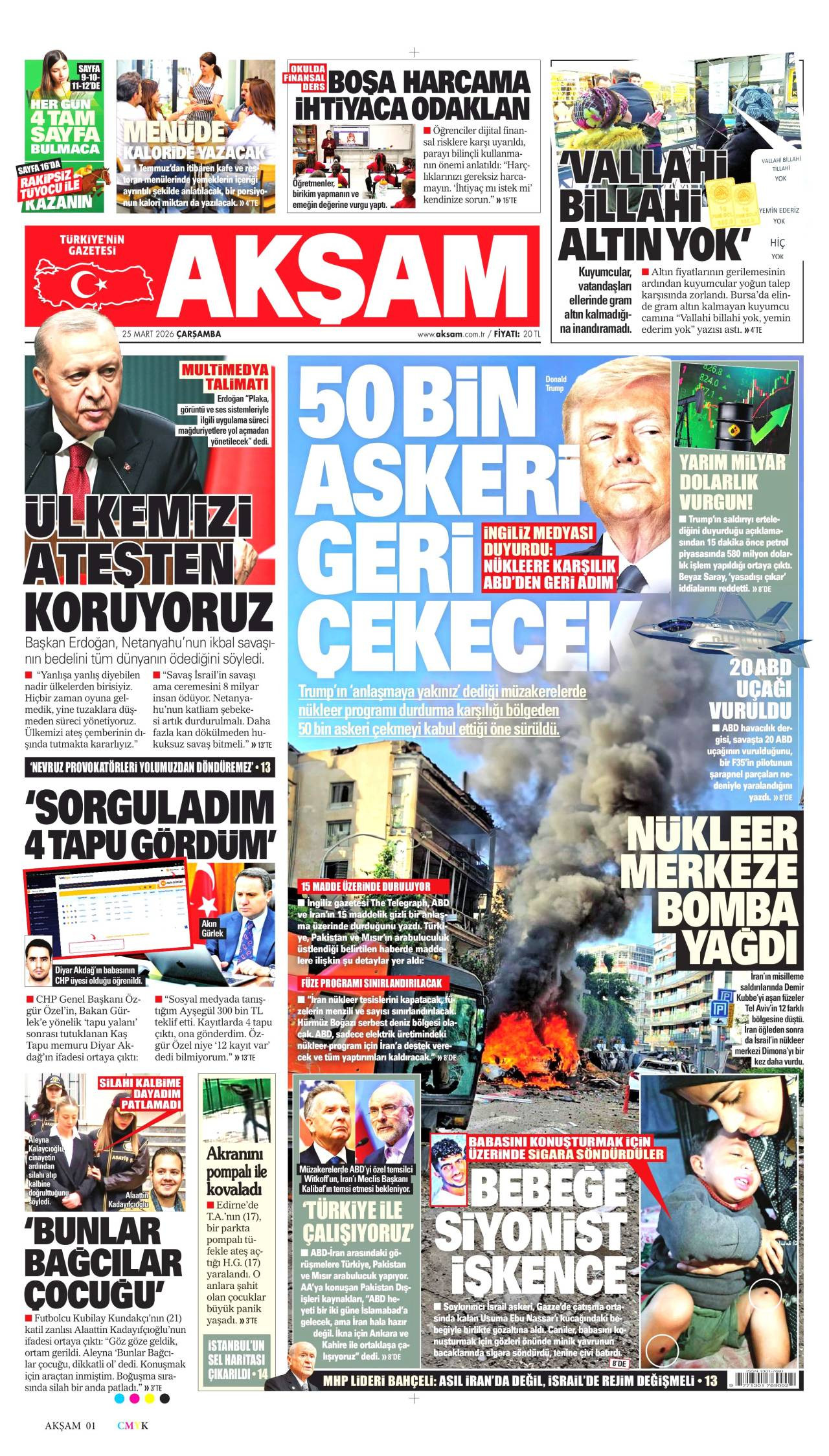 Akşam Gazetesi Gazete Manşeti