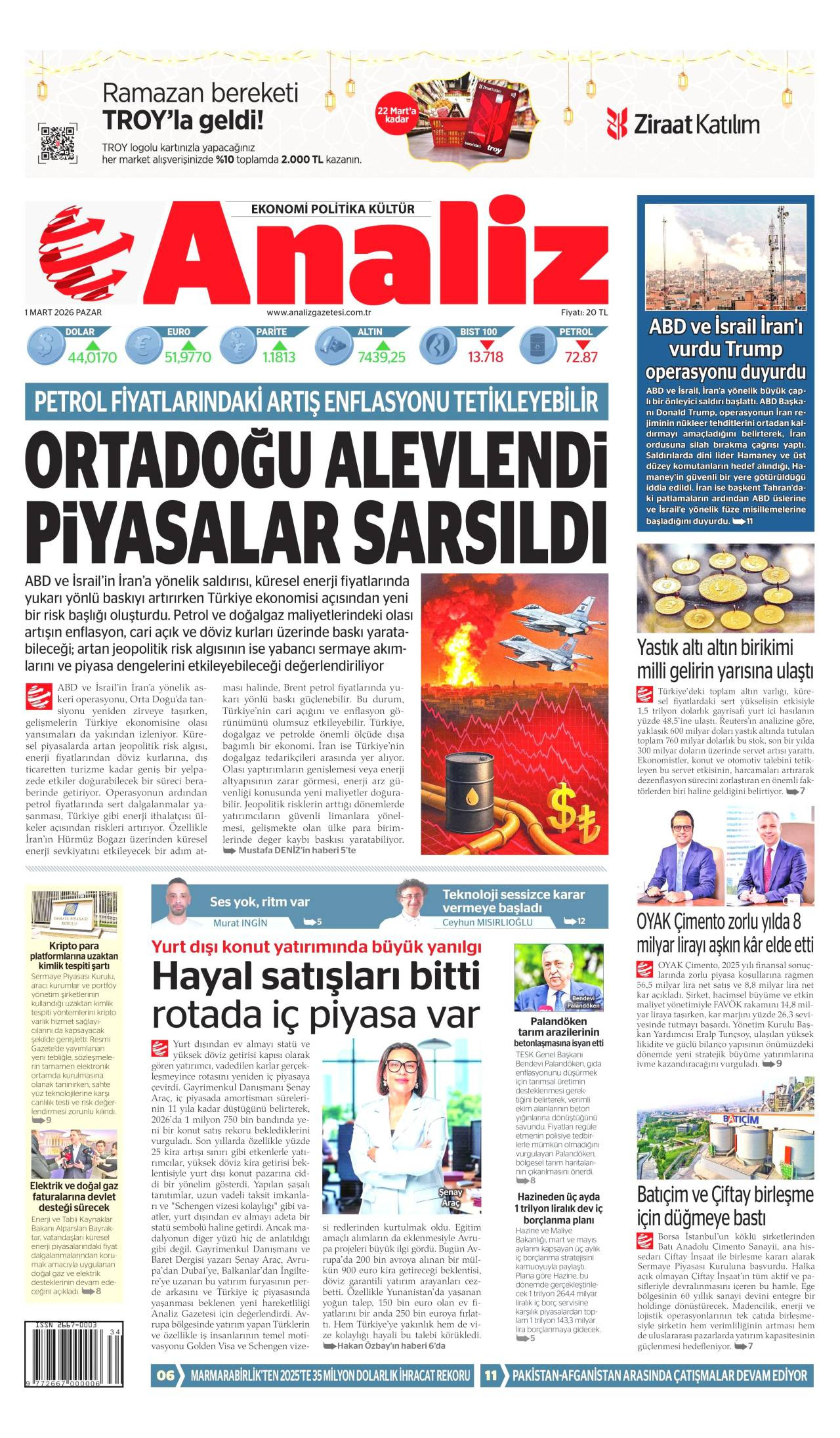 Analiz Gazete Manşeti