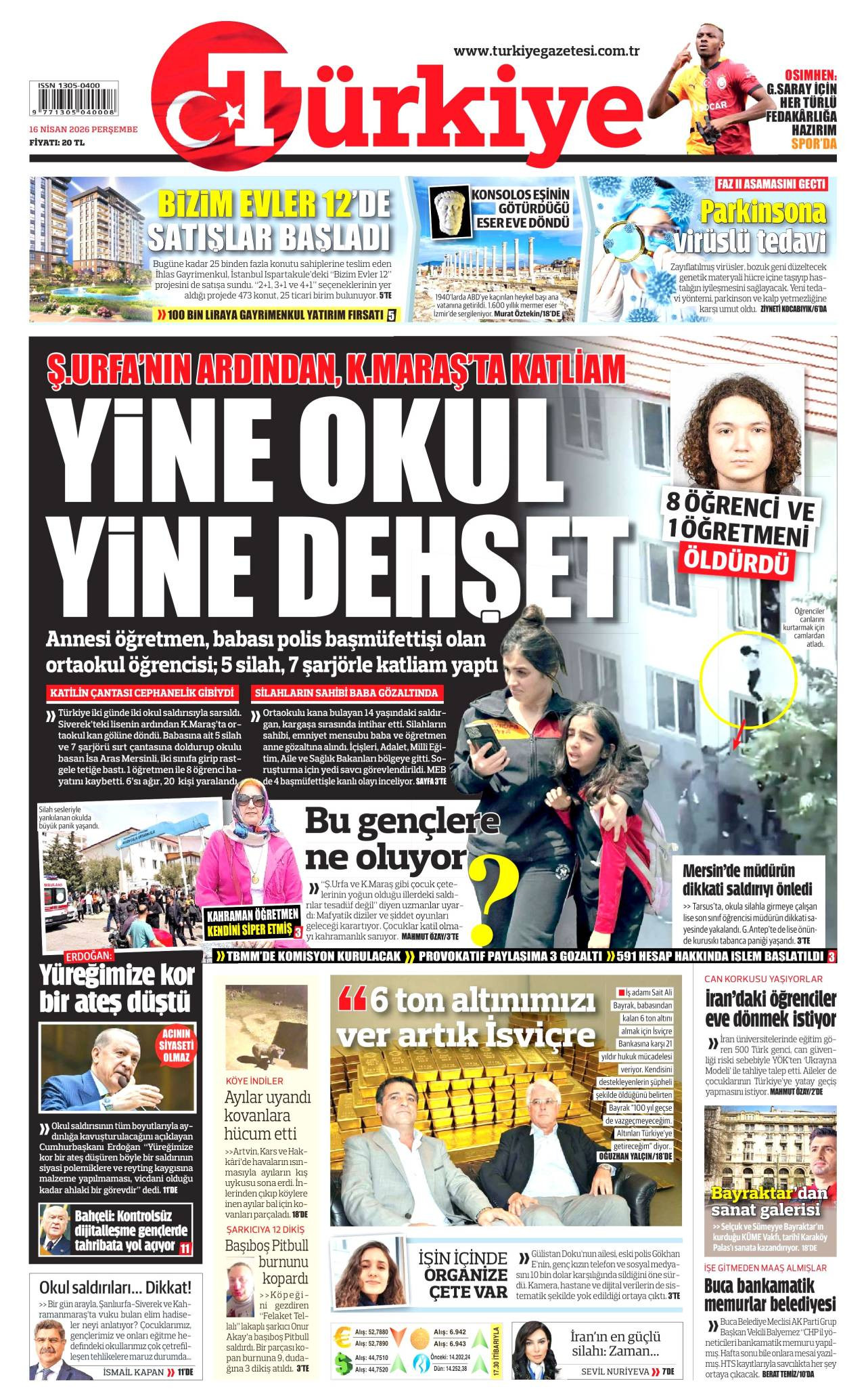 Türkiye Gazetesi Gazete Manşeti