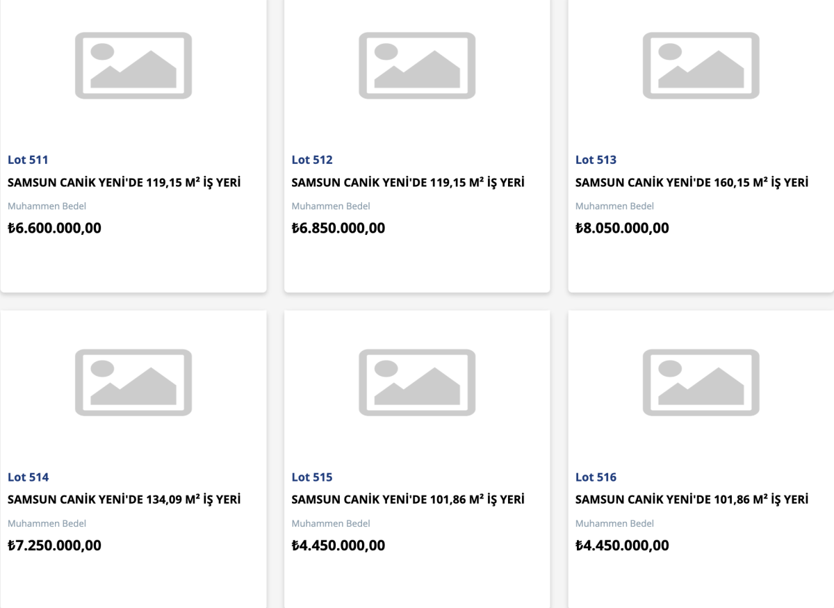 Kentsel Dönüşüm Başkanlığı Samsun Canik'te 6 iş yeri satacak