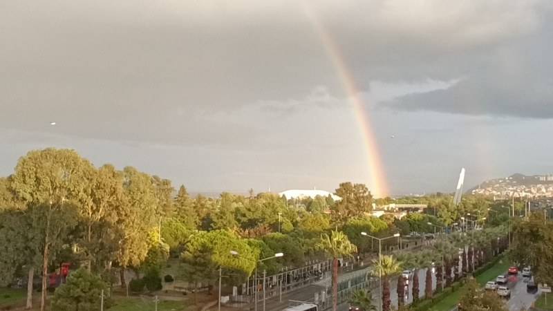 Samsun'da gün batımında oluşan gökkuşağından görsel şölen