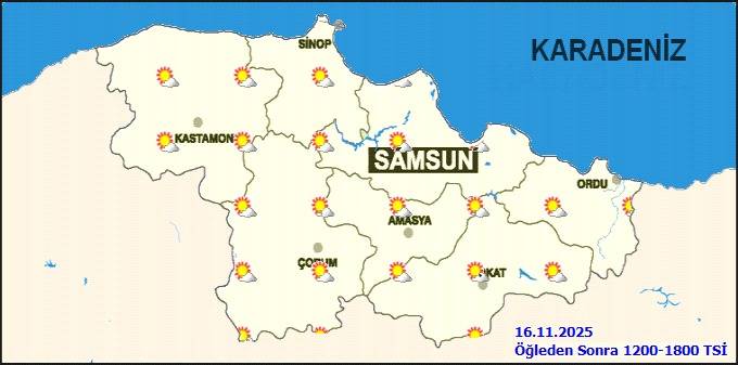 Samsun'a sıcak hava müjdesi! 16 Kasım 2025 Pazar Samsun Hava Durumu