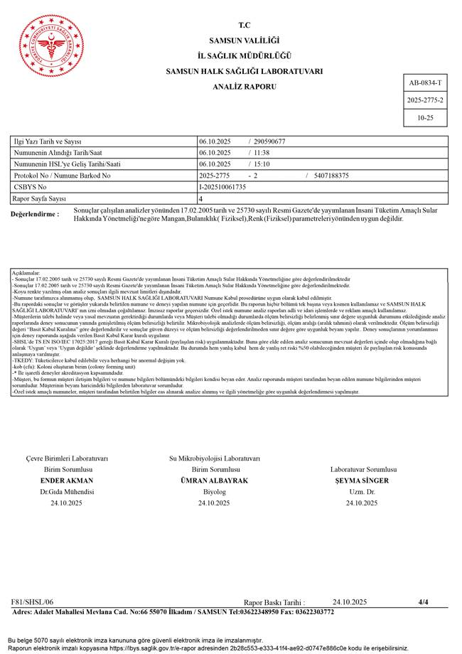 Samsun OMÜ’de içme suyu alarmı! Mangan değeri sınırın 13 katı çıktı