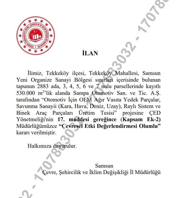 SAMPA Otomotiv'e ÇED onayı verildi