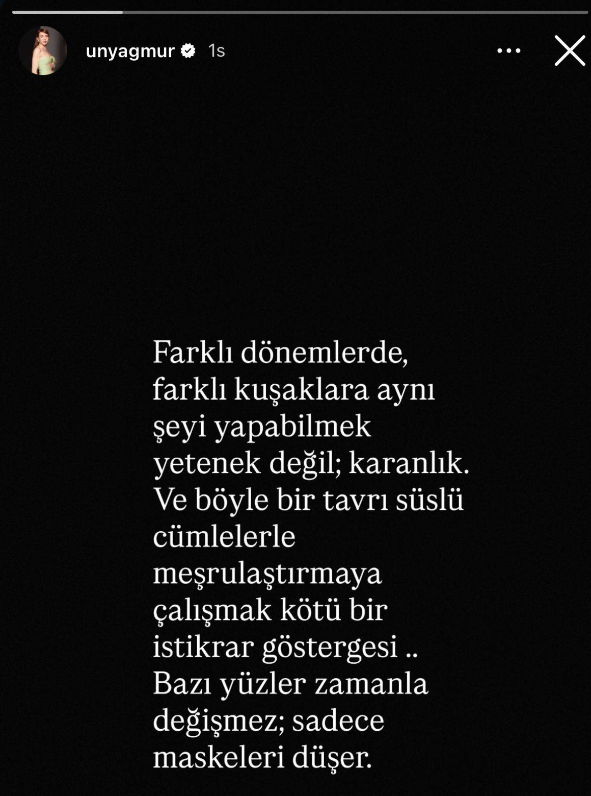 Ünlü oyuncu Yağmur Ün'den Evrim Akın paylaşımı