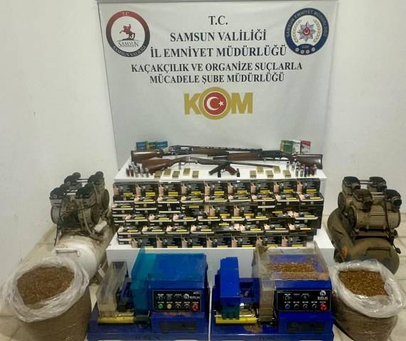 Samsun’da kaçak tütün ve silah operasyonu