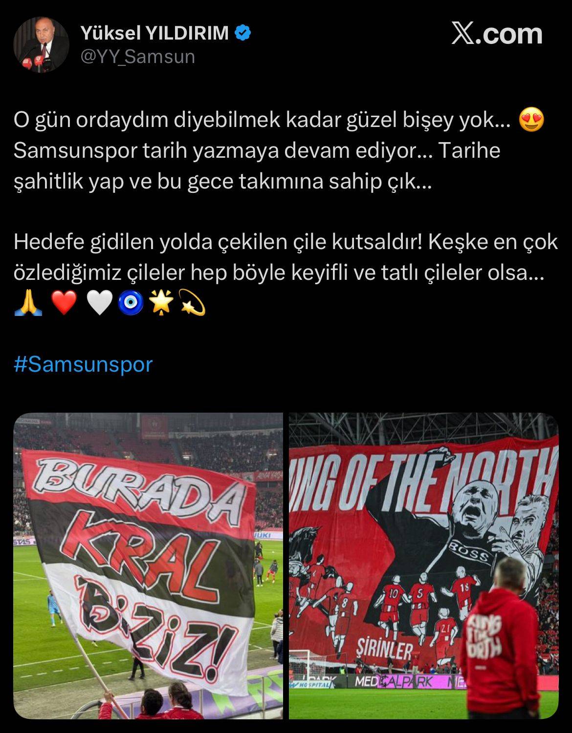 Samsunspor Başkanı Yüksel Yıldırım'dan taraftara çağrı
