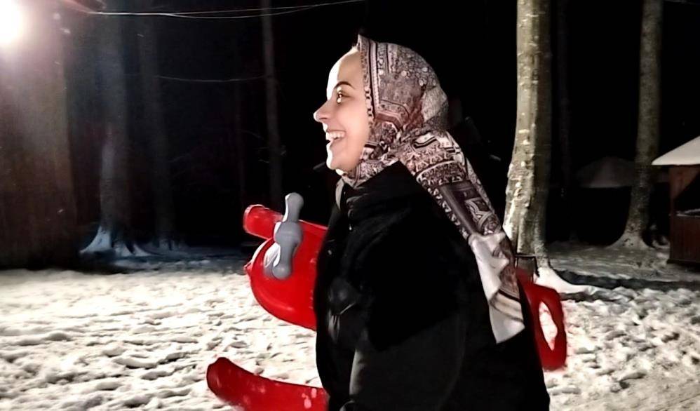 Beyaza bürünen Samsun Nebiyan Dağı'nda çocuklar gibi eğlendiler