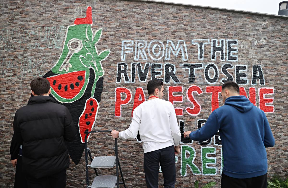 Samsun'da üniversite öğrencilerinden Filistin'e grafitili destek