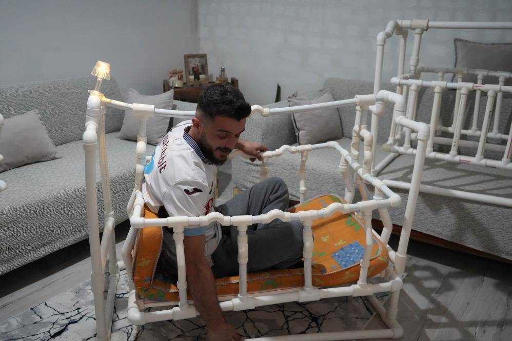 Samsunlu tesisatçıdan borudan beşik: İçine girip test etti viral oldu