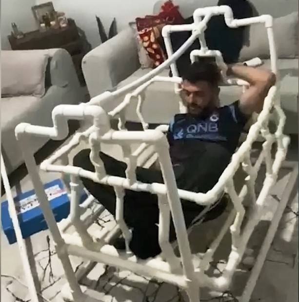 Samsunlu tesisatçıdan borudan beşik: İçine girip test etti viral oldu