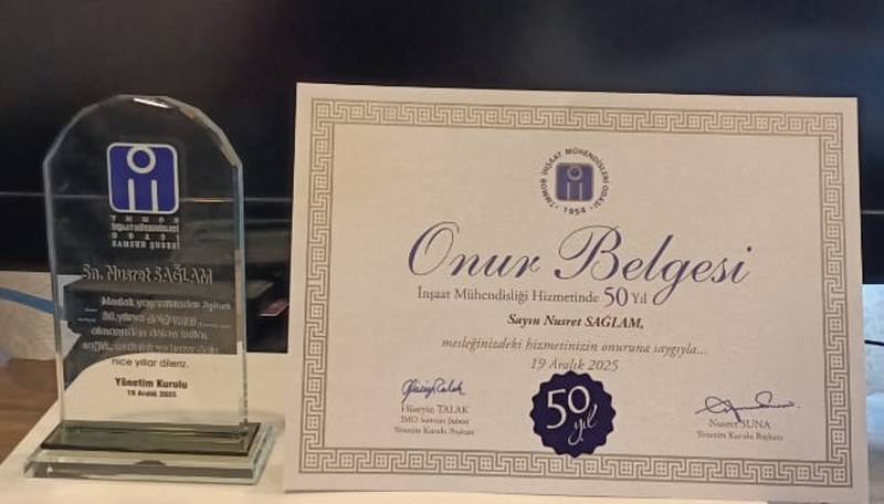 Gazetemizin başyazarı Nusret Sağlam onur belgesi ile ödüllendirildi