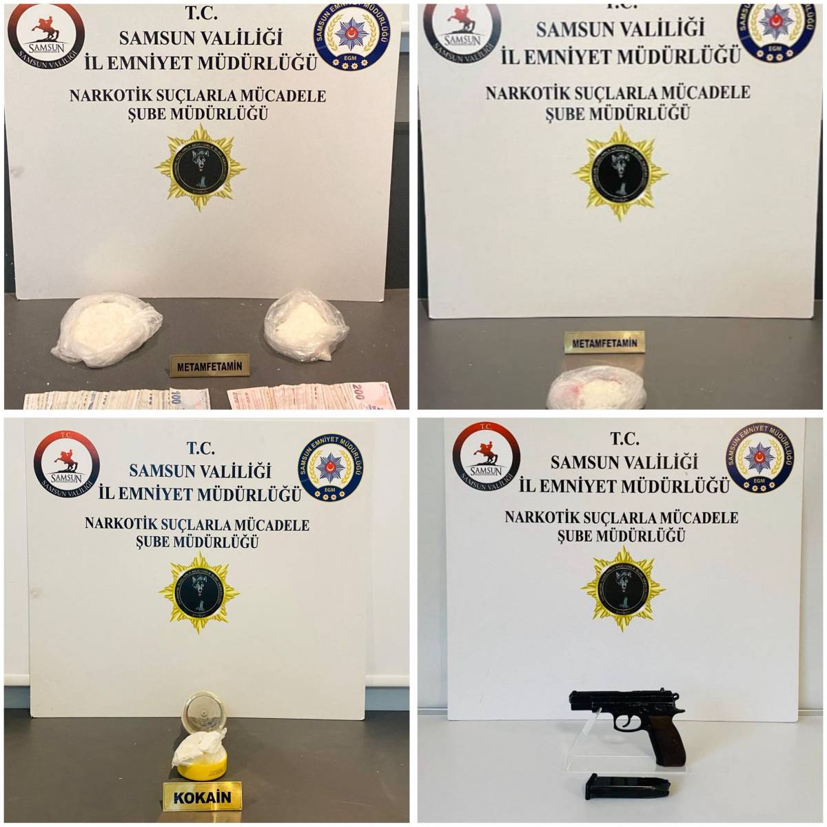 Samsun’da narkotik kıskaç! Paralar, silahlar ve uyuşturucu ele geçirildi