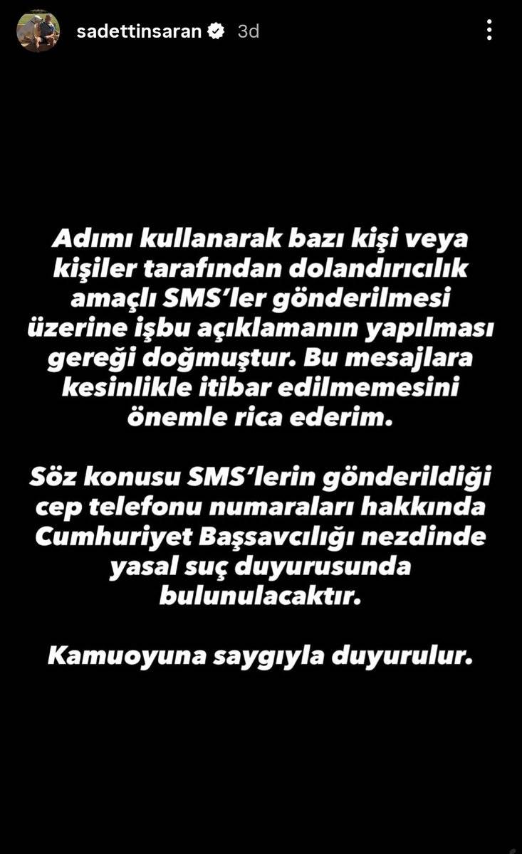 Fenerbahçe Başkanı Sadettin Saran'dan dolandırıcılık açıklaması