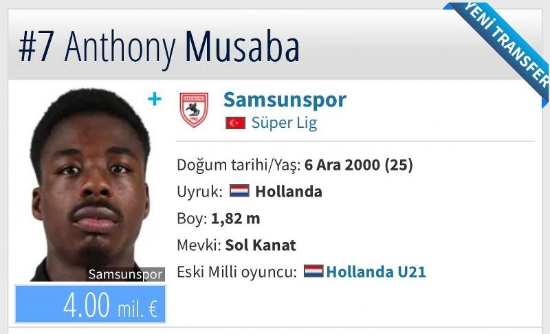Transfermarkt Samsunspor’un futbolcu piyasa değerlerini güncelledi! Samsunspor'un da değeri arttı