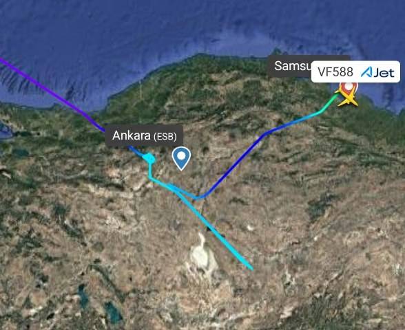 Moskova–Ankara seferi Samsun’a zorunlu iniş yaptı