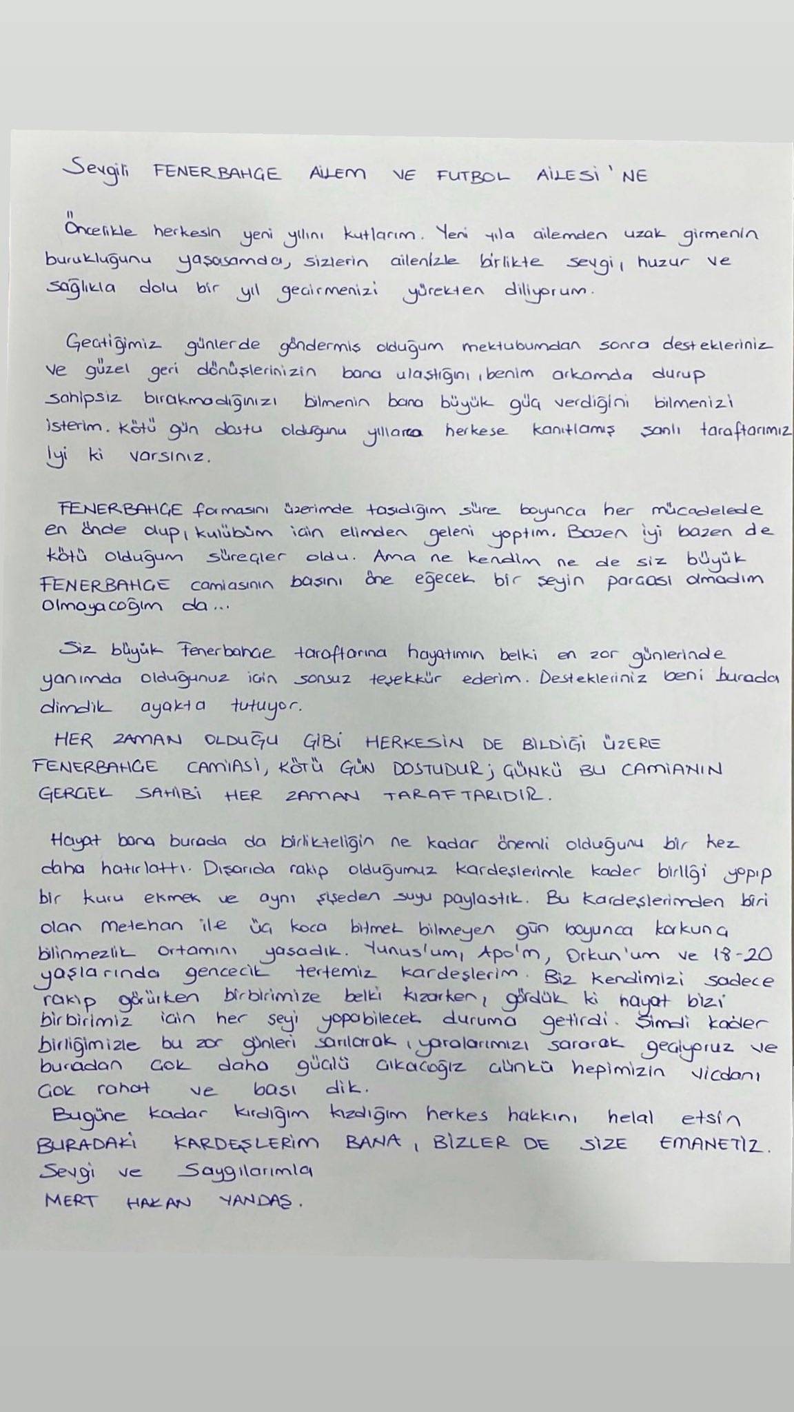 Mert Hakan Yandaş cezaevinden mektup yolladı