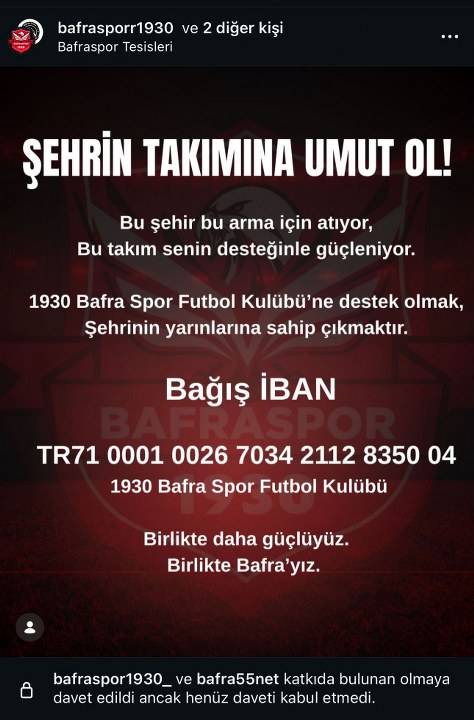Samsun'da Bafra Spor FK destek kampanyası başlattı