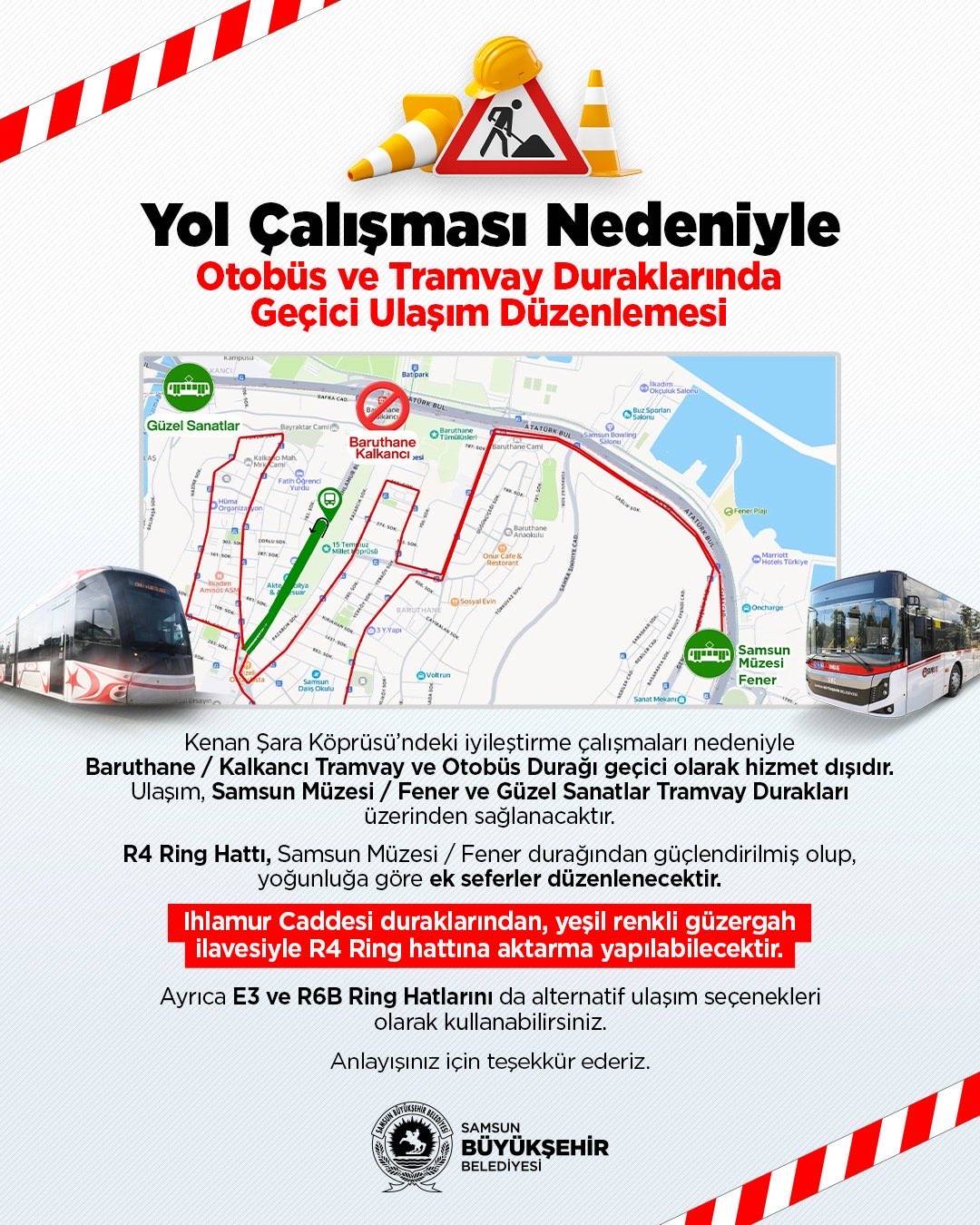 Büyükşehir açıkladı! Samsun'da 21 Ocak'tan itibaren hizmet dışı olacak