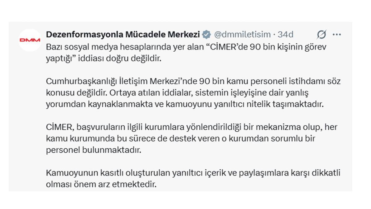 CİMER’de 90 bin kişi mi görev yapıyor?