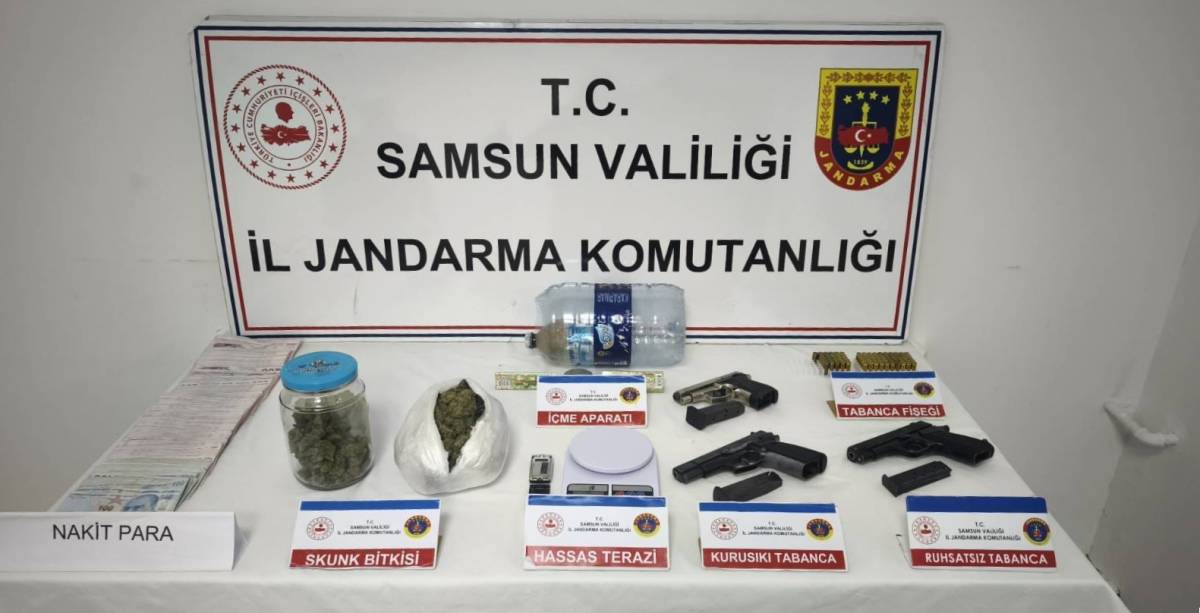 Samsun’da eve uyuşturucu ve silah baskını