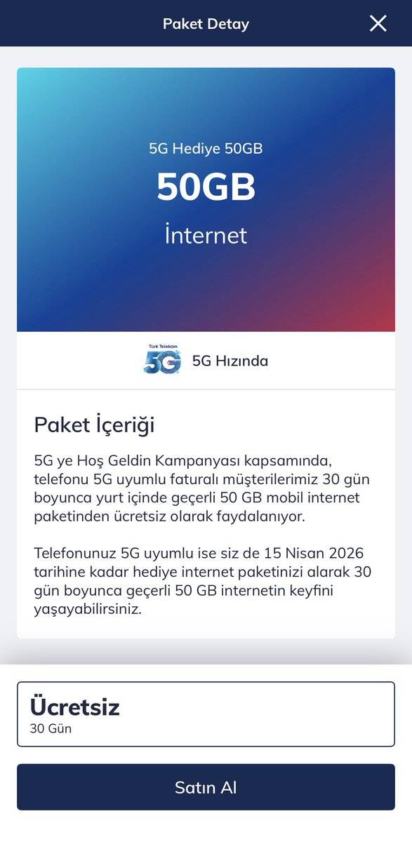 Türk Telekom 5G bedava internet hediyesi nasıl alınır?
