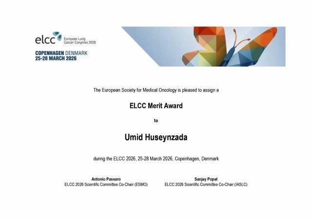 OMÜ tıp öğrencisi Ümid Hüseynzade Avrupa Akciğer Kanseri Kongresi'nde ödül alan tek Türk oldu