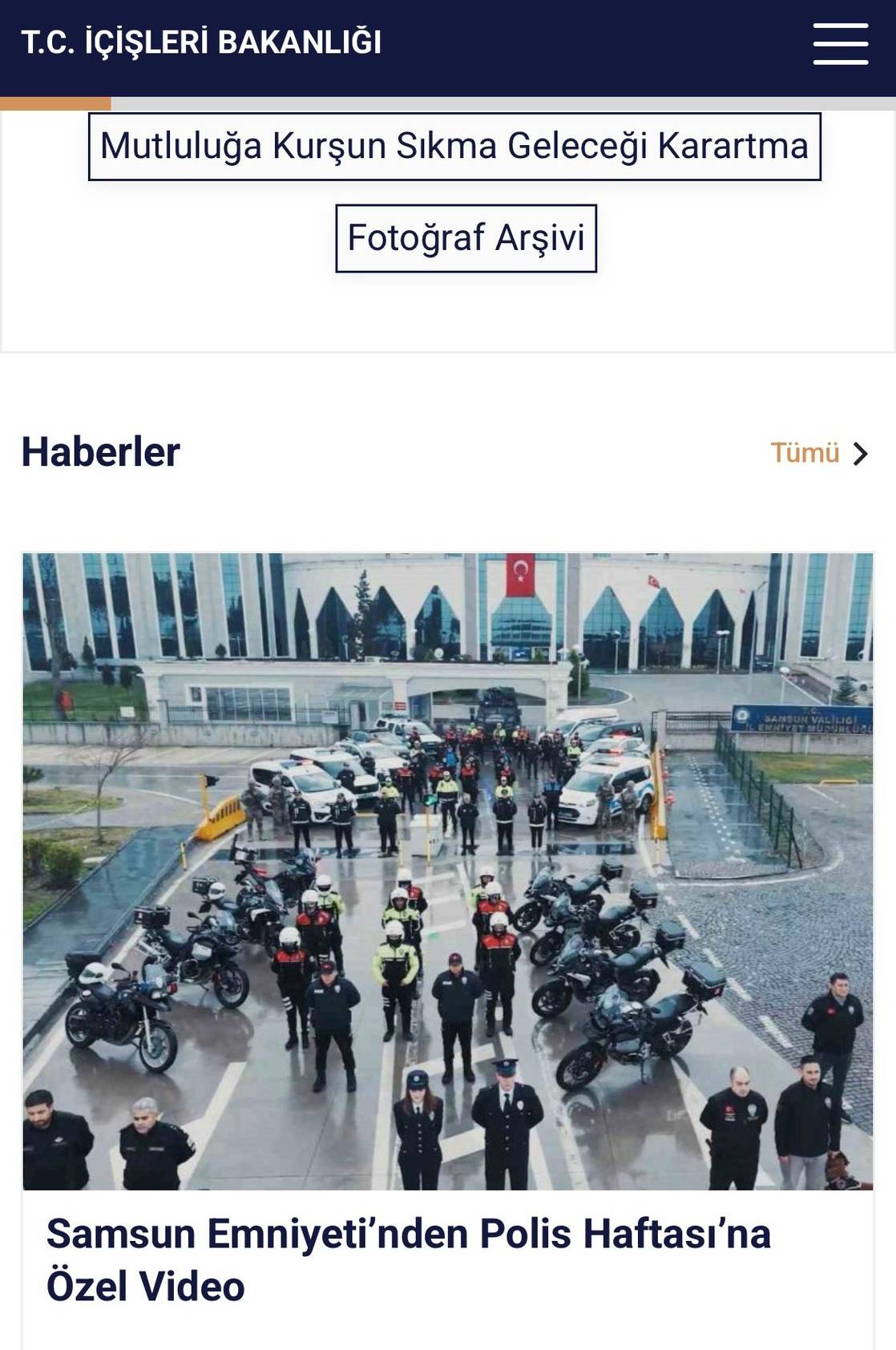 İçişleri Bakanlığı sitesinde Samsun Emniyeti’nin hazırladığı özel video yer aldı