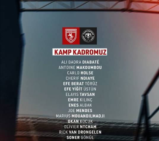 Samsunspor'un Konyaspor maçı öncesi kamp kadrosu belli oldu