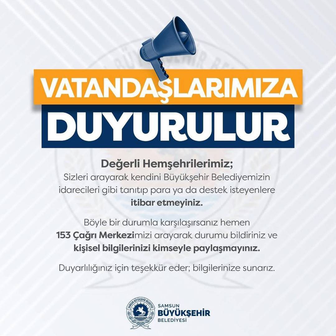 Samsun'da yeni dolandırıcılık! Büyükşehir Belediyesi'nin adını kullanıp para istiyorlar