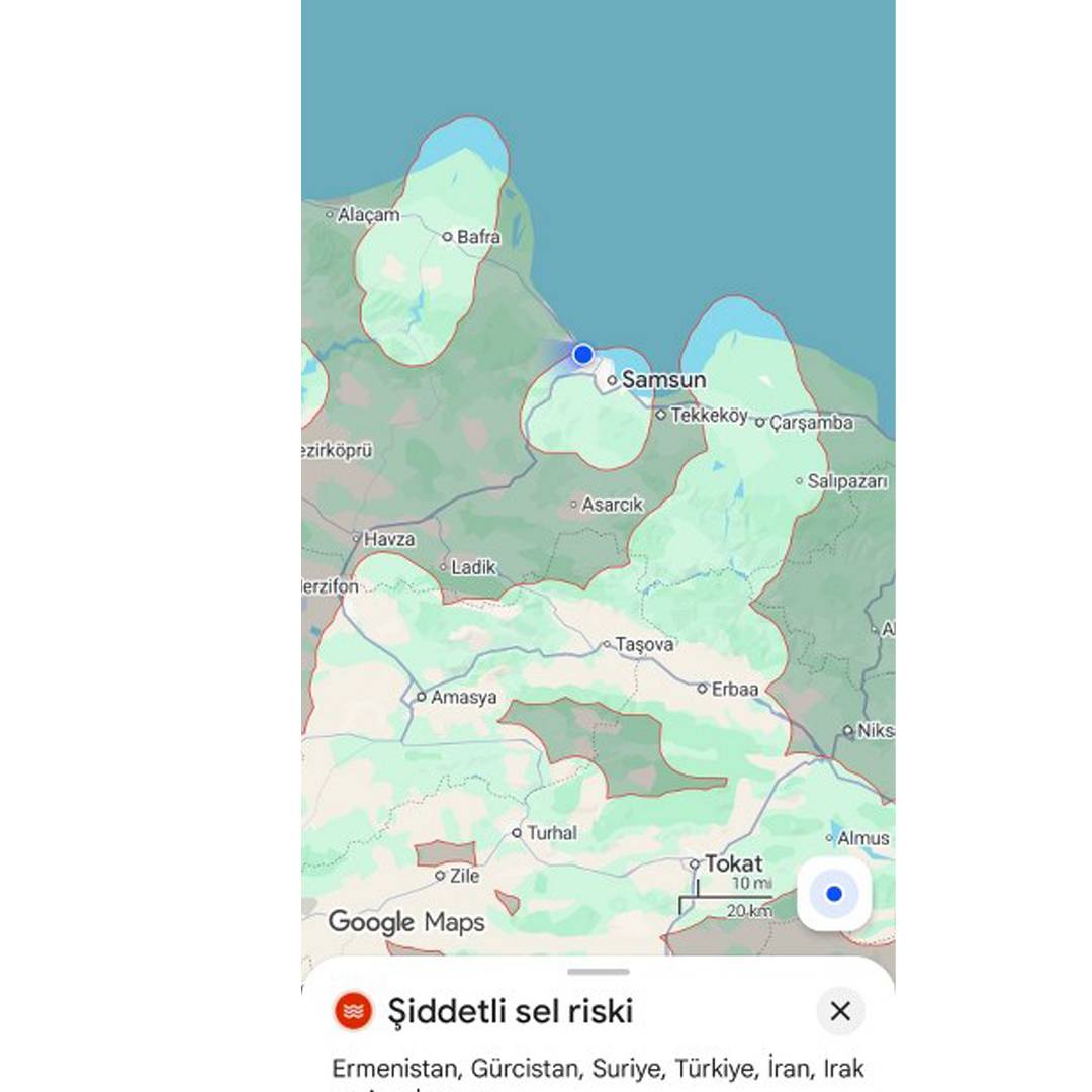 Son Dakika! Google'dan Samsun'a şiddetli sel riski uyarısı