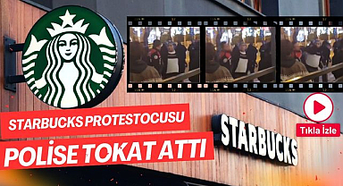 Starbucks protestocusu polise tokat attı